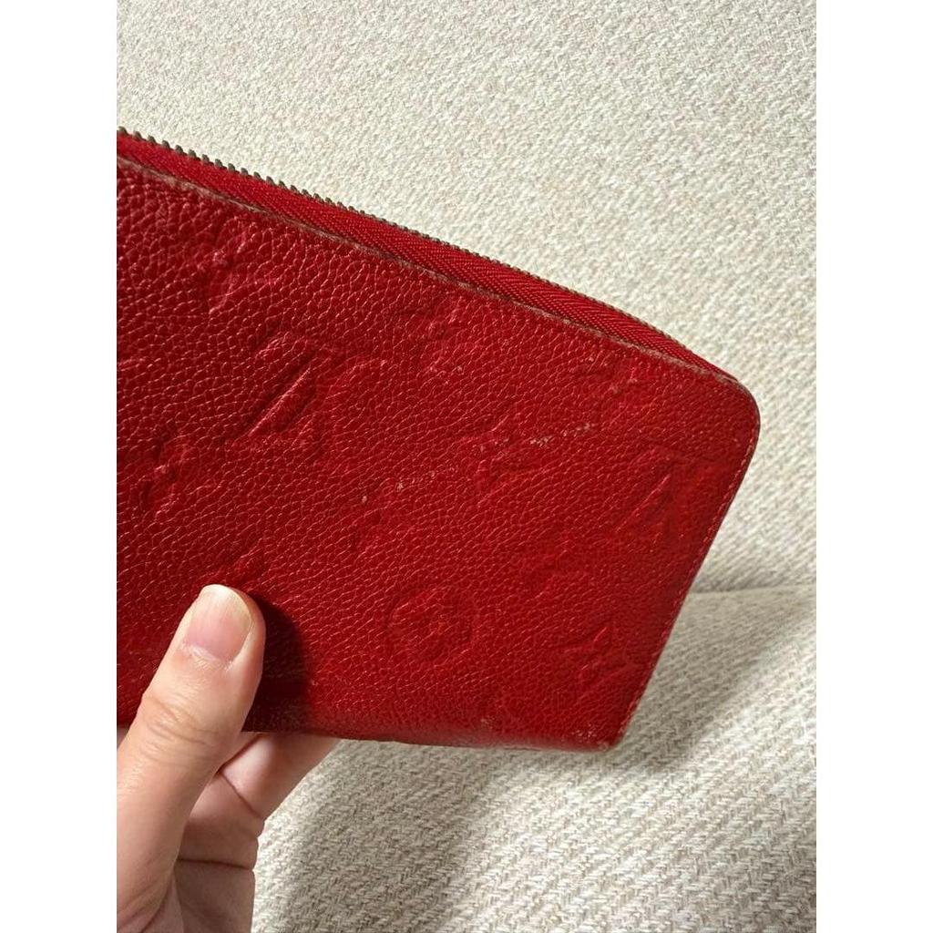 Used Final price Louis Vuitton long wallet monogram embossed red