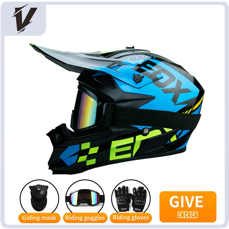 VGV Off-road motorcycle helmet for men, women, adults and children DOT certified Bluetooth-equipped three-piece set with gifts