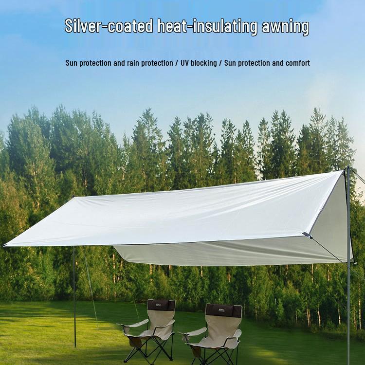 Taşınabilir Açık Hava Tente Çadırı - Güneş ve Yağmur Koruması, Kamp ve Park Kullanımı İçin Gümüş Kaplamalı Pergola.