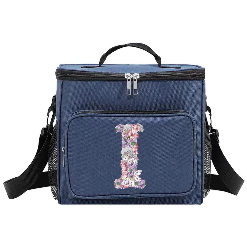 Lunch Bag Thermal Handbag Cooler Organizer Case Waterproof Outdoor Travel Shoulder LunchBox for Men and Women Rose Flower Print