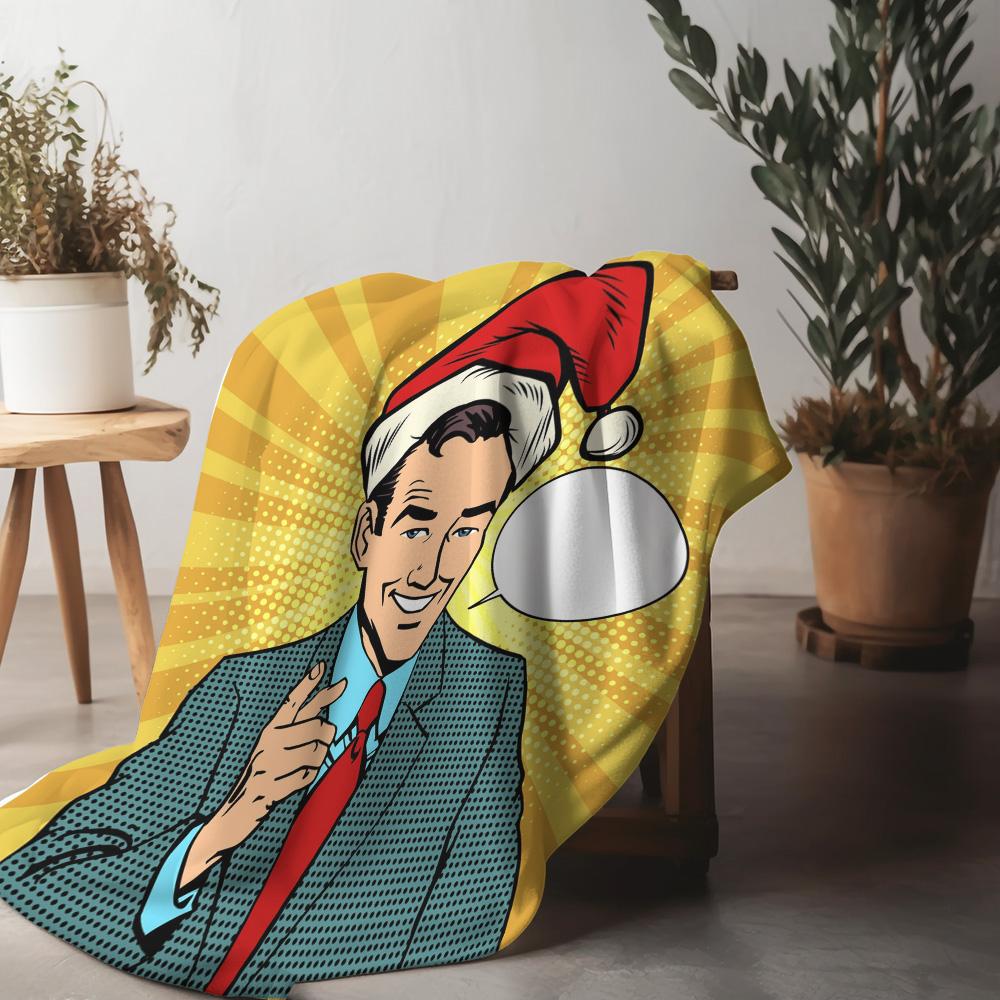 

Vintage Comic Throw Blanket Retro Pop Art Man Gift Home Decor Unique Aesthetic Room Decor Movie Theme Couch Cover Gift for Him 75x90cm