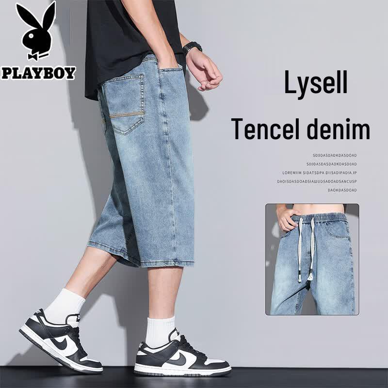 PLAYBOY Men s Washed Tencel Denim Capris L