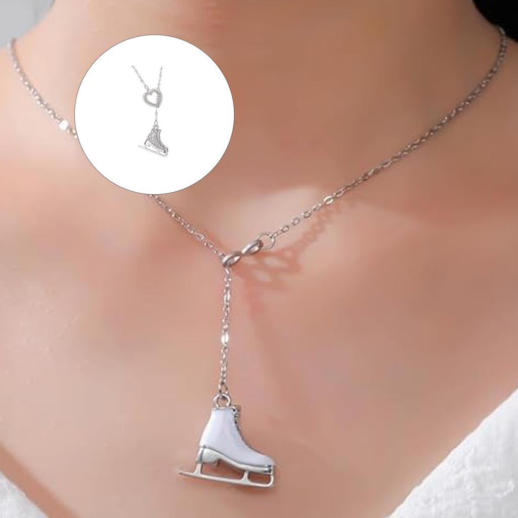 Sweet Candy Colored Alloy Skating Charm Necklace Featuring Crystals for Fashion Appeal