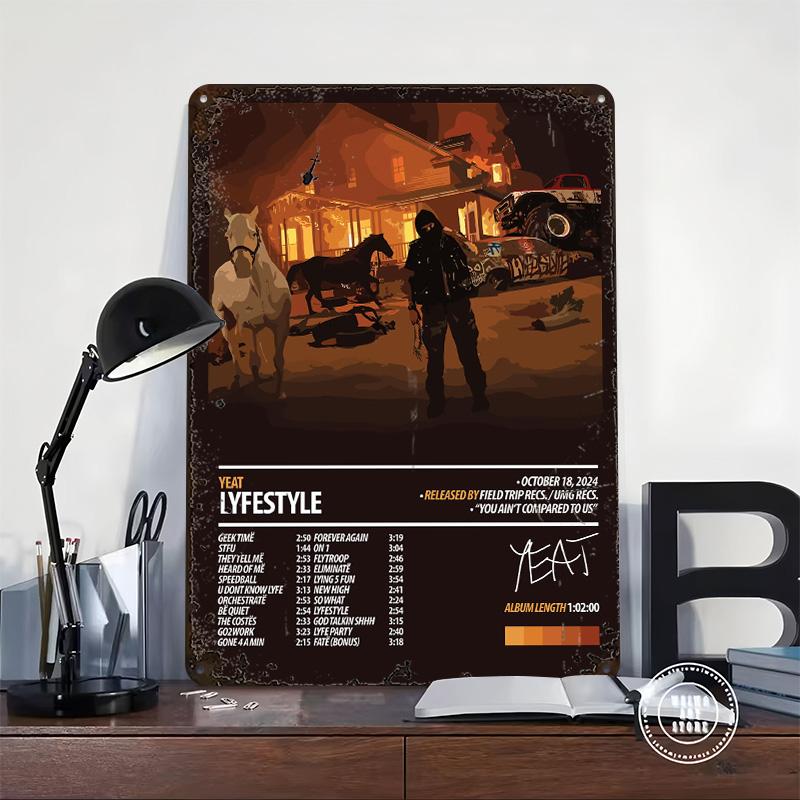 Yeat - Lyfestyle Album Cover Printed Poster Customized Wall Art Retro Vintage Metal Tin Signs for Home Decoration Garage House