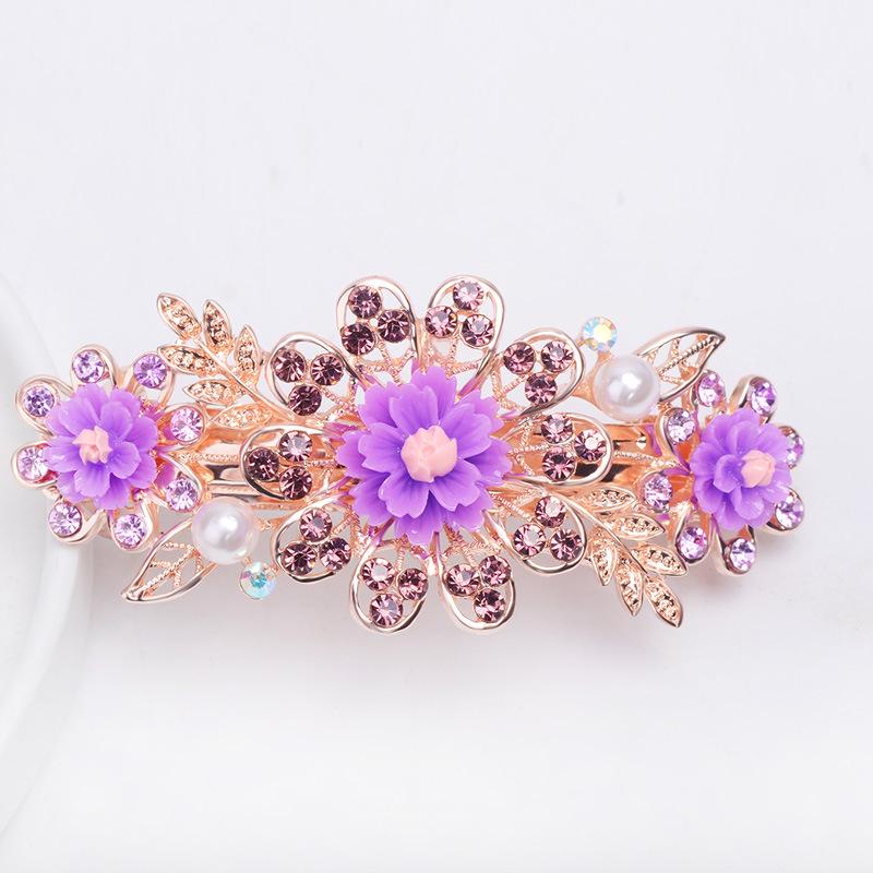 Korean Rhinestone Spring Hair Clip - Versatile Medium/Large Size for Women