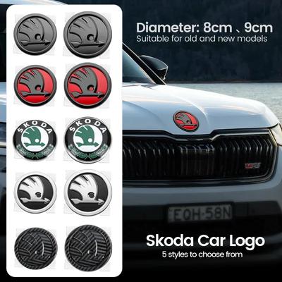 80mm 90mm ABS Car Front Rear Emblem Sticker Styling for Skoda Octavia 2 3 Fabia Kamiq Kapoq Kodiaq Rapid Superb Yeti Etc