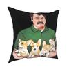 Ron Swanson Holding Corgi Puppies Throw Pillow Cover Polyester Decorative Pillow Dog Cute Animals Pet  Cushion Covers