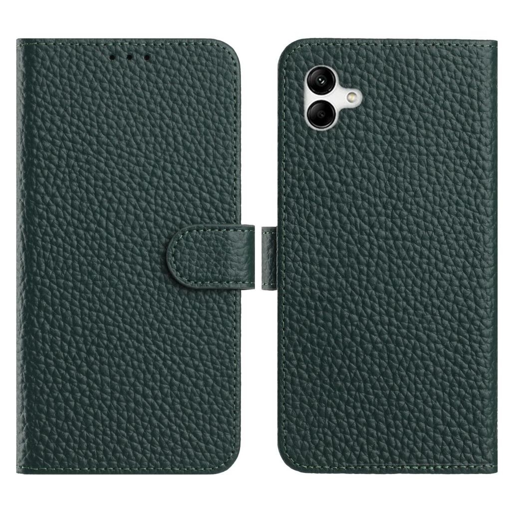 Flip Phone Case For Samsung Galaxy A05 4G/M05 4G/F05 Wallet Stand Litchi Texture Genuine Cow Leather Cover