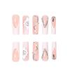 Pink & White Floral Diamond Long Press-On Nails - 24-Piece Set