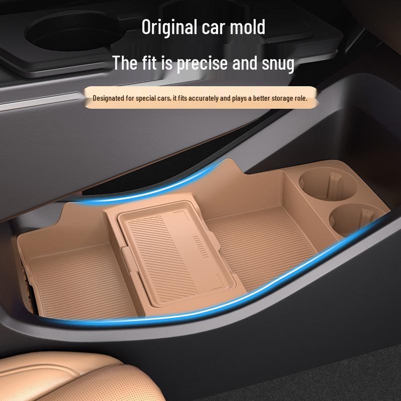 Compatible with 25 Jihu T5 models: Center Console Lower Storage Organizer for Interior Car Modification.