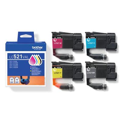 Tintenpatrone - Brother - LC521VAL - Schwarz/Cyan/Magenta/Gelb - 500 Seiten - 4er-Pack - Standard