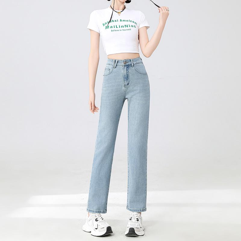 

Women s High-Waist Light Blue Slim Cigarette Jeans (2026 Summer Collection) XL (120-129 lbs) светло-синий