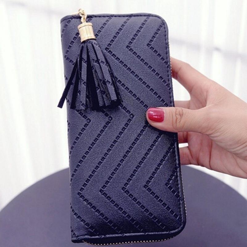 

Женский кошелек кожаный доллар кисточка женский кошелек держатель для карт Feminina клатч black