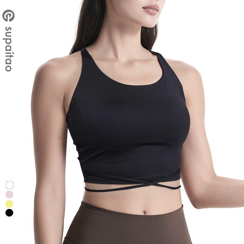 Clearance Non-Exchangeable Non-Returnable] Beauty Back Slim-Fit Lace Up Yoga Vest Running Workout Underwear Outwear Sports Tops Female Summer