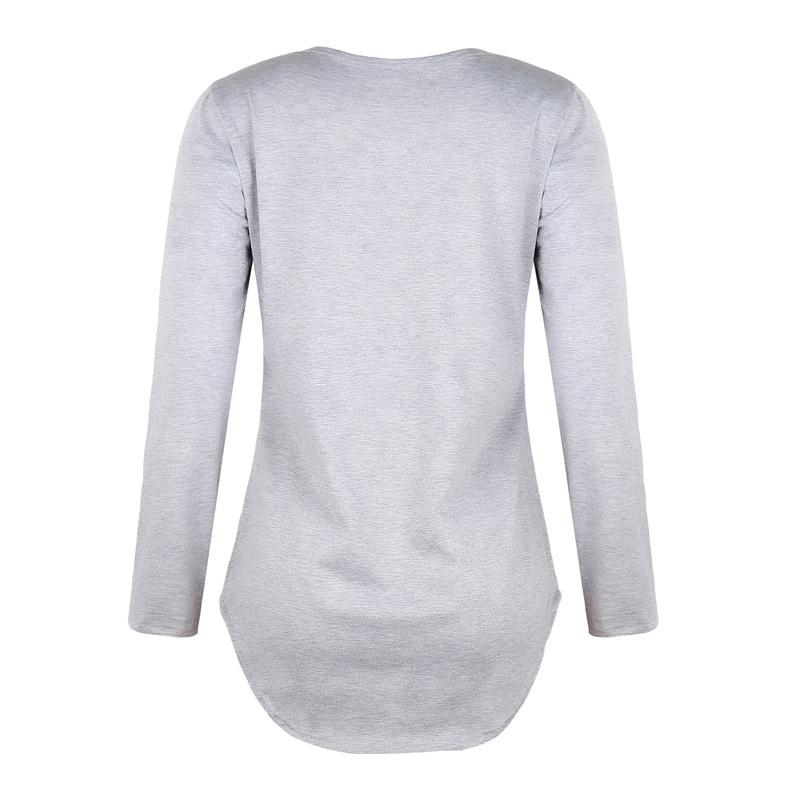 Spring and Autumn Women's Blouse Solid Color V-Neck Tie Loose Long Sleeve Top