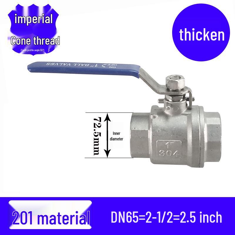 201/304 Stainless Steel Female Thread Ball Valve, Two-Piece, Available In 1/2", 3/4", 1", 2" (DN15-20)
