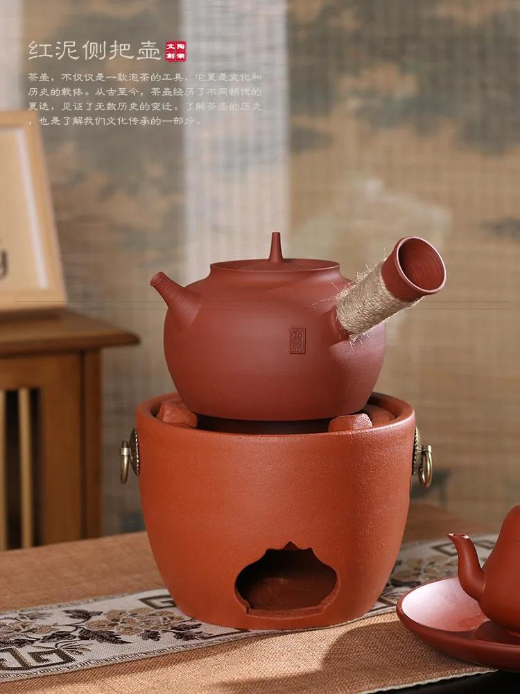 Bollitore con infusore da tè in argilla Set teiera in ceramica per bollire Teiera Zen fatta a mano Scalda teiera Teaware portatile in ceramica