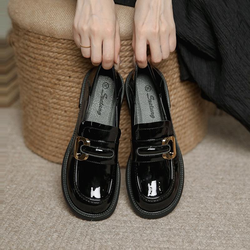 Nové kožené boty o výšce 30 cm s tlustou podrážkou, podrážka typu muffin, mokasíny, pravá kůže, dámské měkké britské boty