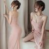 Sex underwear split ends sexy nightgown perspective pure desire wind suspender pajamas thin buttocks women's long large size free