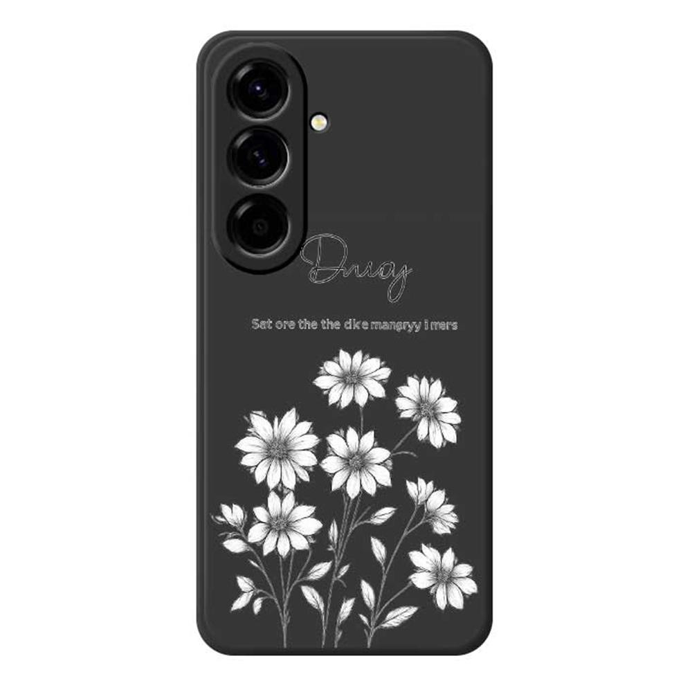 For Samsung Galaxy A56 5G Case Sketch Flowers Pattern Printing Straight Edge TPU Phone Back Cover