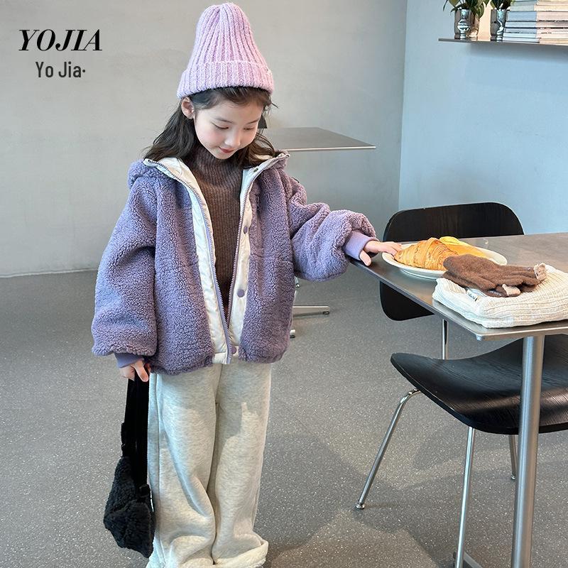 YOJIA Mädchen Pelz Wintermantel 2024: Modisch, Baumwollgepolstert, Fleecegefüttert, Verdicktes Oberteil für Kinder