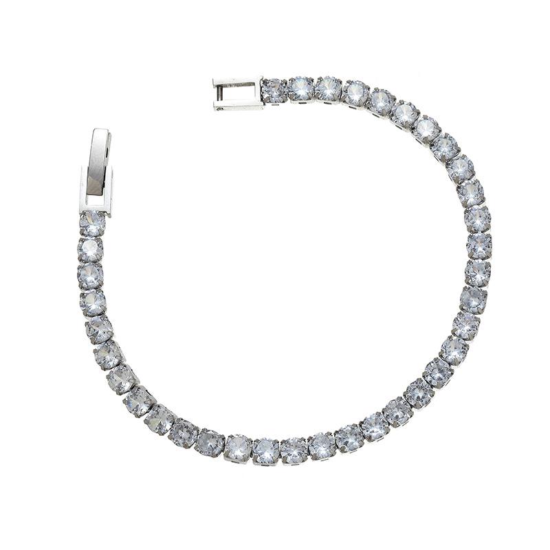 Unisex Hip-Hop Titanium Steel Zircon Tennis Bracelet