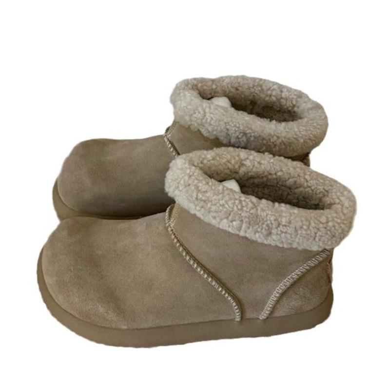 New Styles of Snow Boots, Women's Shoes, Large-head Fleece Anti-slip Shoes, Short Boots