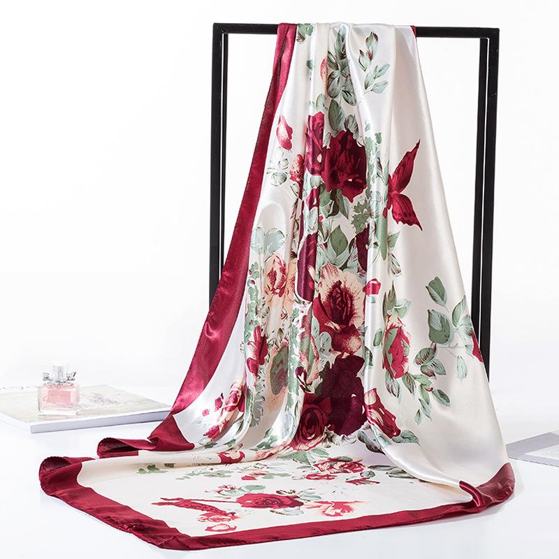 90 Large Silk Scarf for Women - Spring/Autumn Korean Style Satin Neckerchief, Mother's Day Gift