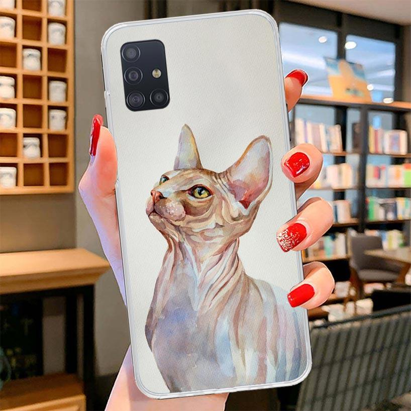 Lavaza Sphynx Sphinx Cat Cover Phone Case For Samsung Galaxy A12 A22 A32 A52 A72 A02S Phone Case Note 20 Ultra 10 S10 Plus A51 A