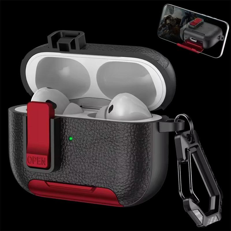 

Тримач для телефону cortex Чохол для навушників Bluetooth AirPods Pro 3 Чохол для AirPods Pro 2 або AirPods 1 2 3 4 Pro Чохол з гачком AirPods Pro3 червоний колір чорний