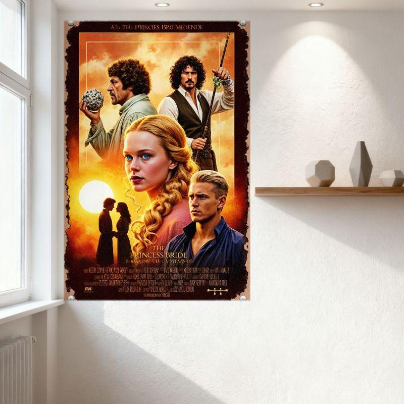 La Storia Fantastica Poster Vintage Metallo Lattina, Decorazione Artistica da Parete Commedia Romantica Classica per Casa Man Cave Bar Caffè