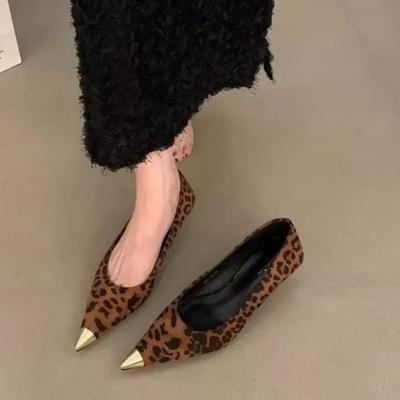Scarpe Basse Autunnali Nuove con Tacco Sottile da Donna Moda Punta Affilata Bocca Bassa Scamosciate Antiscivolo Scarpe Basse
