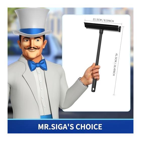 MR.SIGA Professional Car Window Cleaning Squeegee for Bathroom Glass Wall Cleaning with Handle, 2 in 1 Window Cleaning Squeegee Window Cleaning