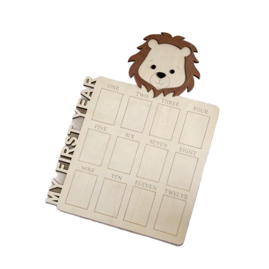 Newborn Milestone Wooden Photo Frame & Display Stand - Monthly Baby Calendar