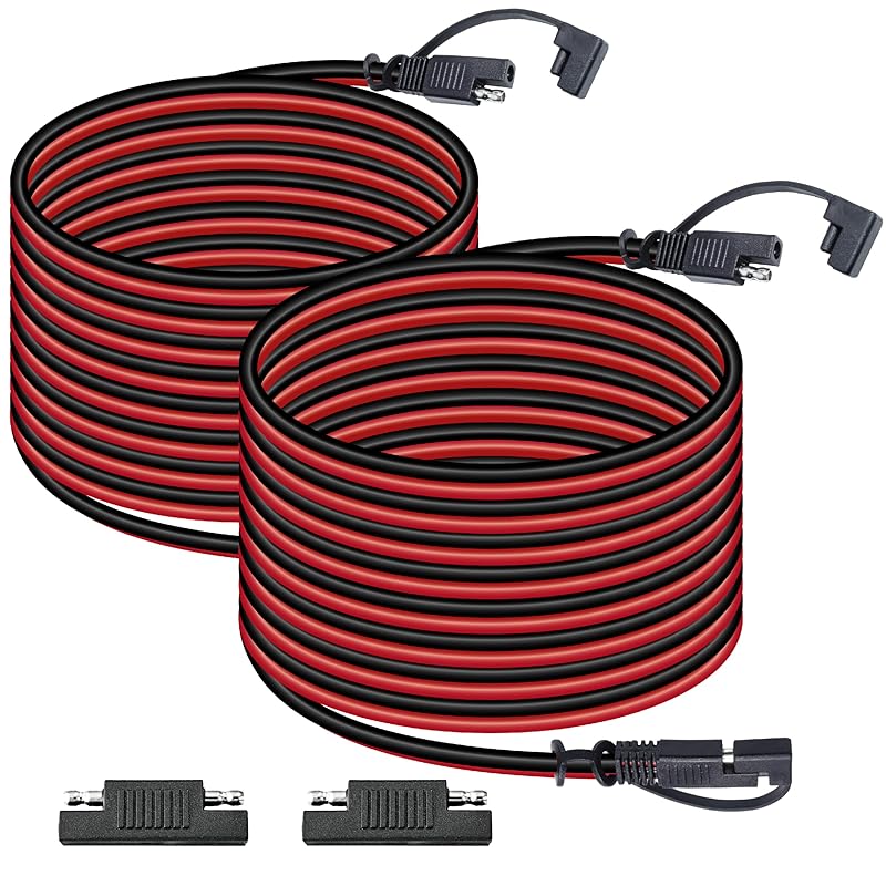 16AWG 12FT Battery Charger Cable, SAE To SAE Terminal Quick Disconnect Harness, 2 Pin Connectors Extension Cables Cord For Car, Motorcycle, Solar