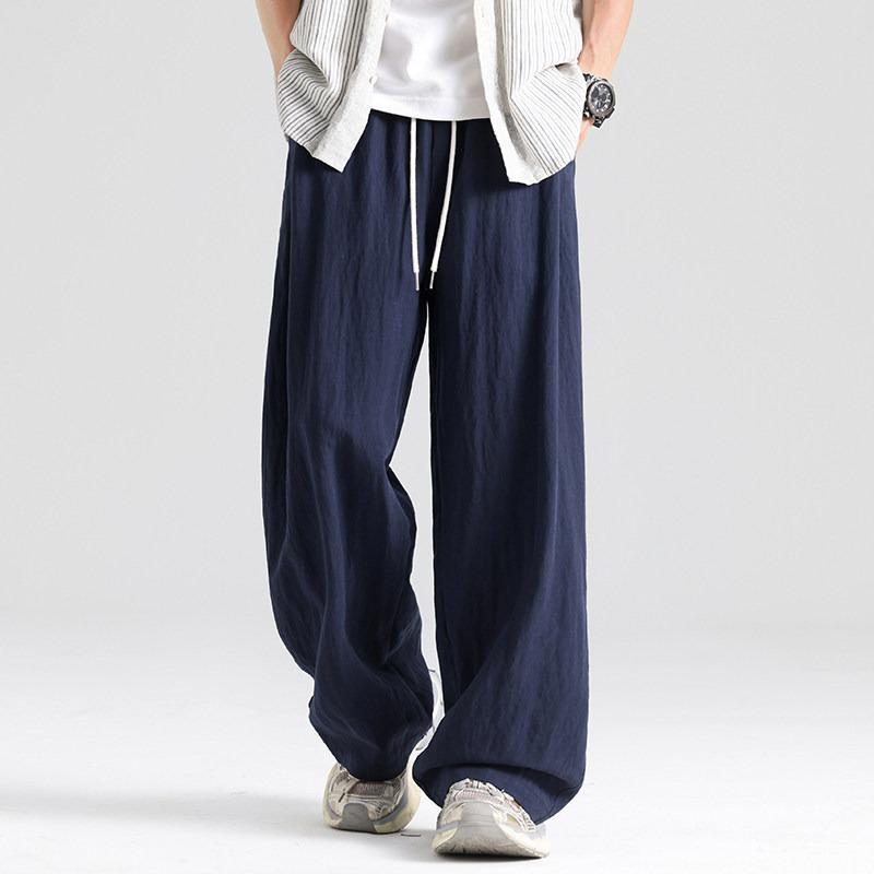 Men Summer Thin Loose Straight Casual Long Linen Trousers