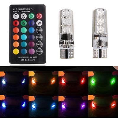 3pc T10 Car Wedge Side Light Bulb-6SMD 5050 RGB 7 Color LED Strobe Flash Lamp with Remote Control DC
