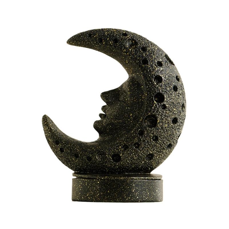

Ramadans Resin Incenses Burners Censers Middle Eastern Moon God Statue Mystical Decors for Home Meditations Room Gift чорний