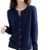 "Women's Loose Slim Knitted Cardigan Sweater - Versatile Round Neck Short Top"