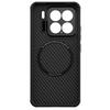 Kevlar Magnetic Full-Coverage Camera Protection Case with Stand for Xiaomi 15, Aramid Fiber Shockproof Slim Simple High-End for Men, Fiber Black