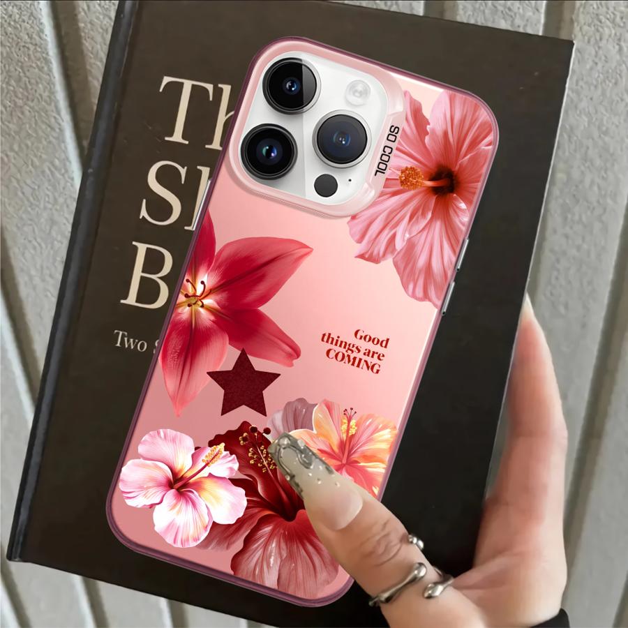 Cherry Flower Print Clear Case for iPhone 17 Pro Max 16 14 11 XR XS 12 13 Pro 15 Plus Air Back Phone Cover
