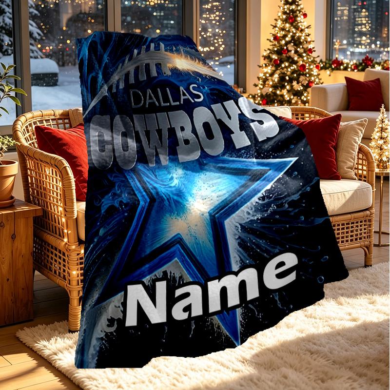 Custom Name Personalized Dallas Cowboys Print Blanket, Home Decor, Bedroom, Sofa, Camping, Couch, Gifts for Birthday ChristmasEnthusiasts