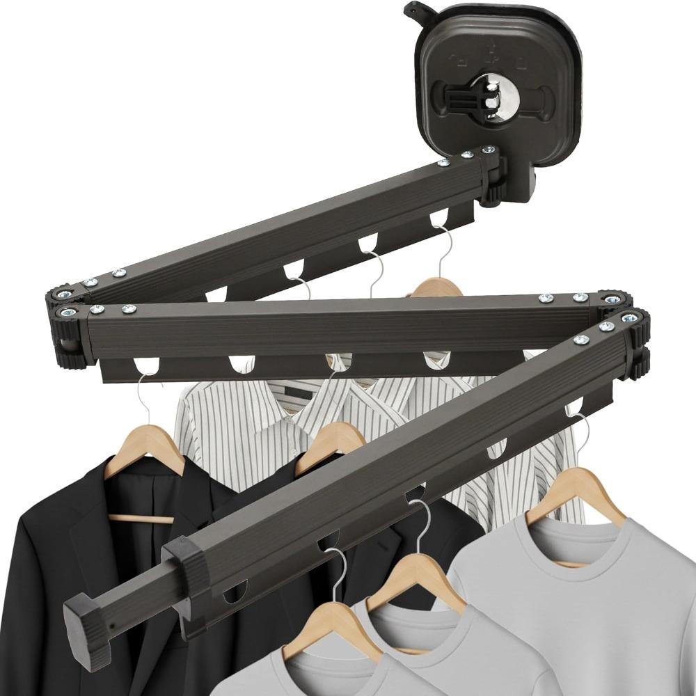 Suction Cup Clothes Drying Rack – Wall-mounted Retractable Clothes Rod, Laundry Storage Rack, Foldable 360° Space Saver