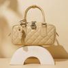 Genuine Leather Bost Pillow Bag, Women's New Diamd Checkered Crossbody Bag, Top Cowhide Bowling Bag Handbag
