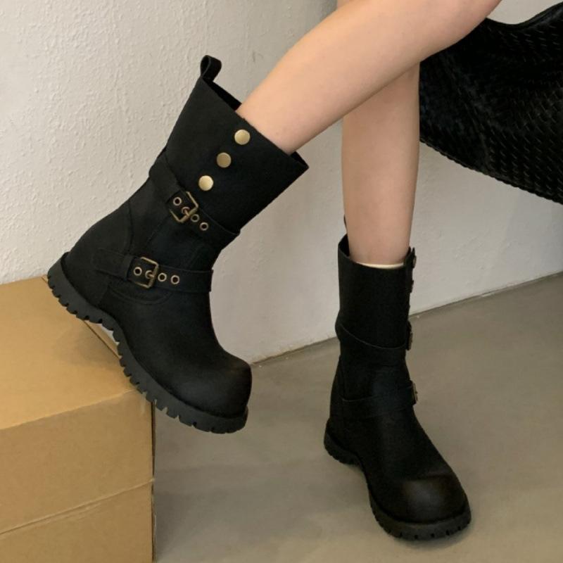 Maillard retro platform Martin boots women's 2025 autumn new British style belt buckle fashion versatile short boots tide