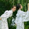Printed Floral Sakura Girl  Kimono Dress Elegance Japanese Style Yukata Bathrobe  Party