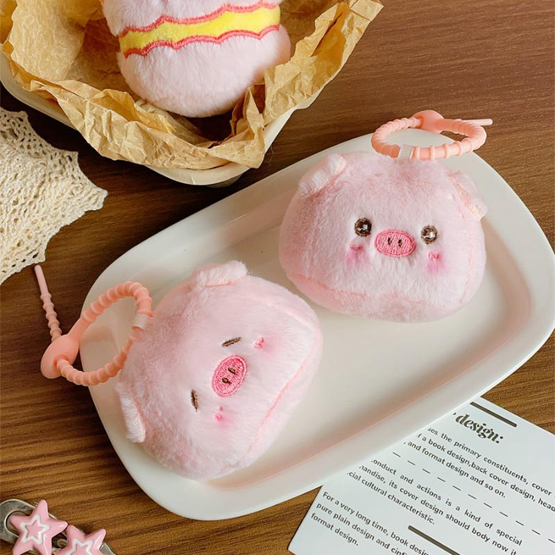 Cute Cartoon Little Pig Baozi Doll Plush Pendant Keychain Kawaii Animal Plush Pig Backpack Decoration Pendant Accessories Gift