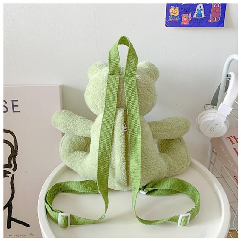 Small Frog Shaped Backpack Cute Plush Bag Cartoon Preschooler Book Bag Animal Backpack For Kid Girl Chritmas Gift