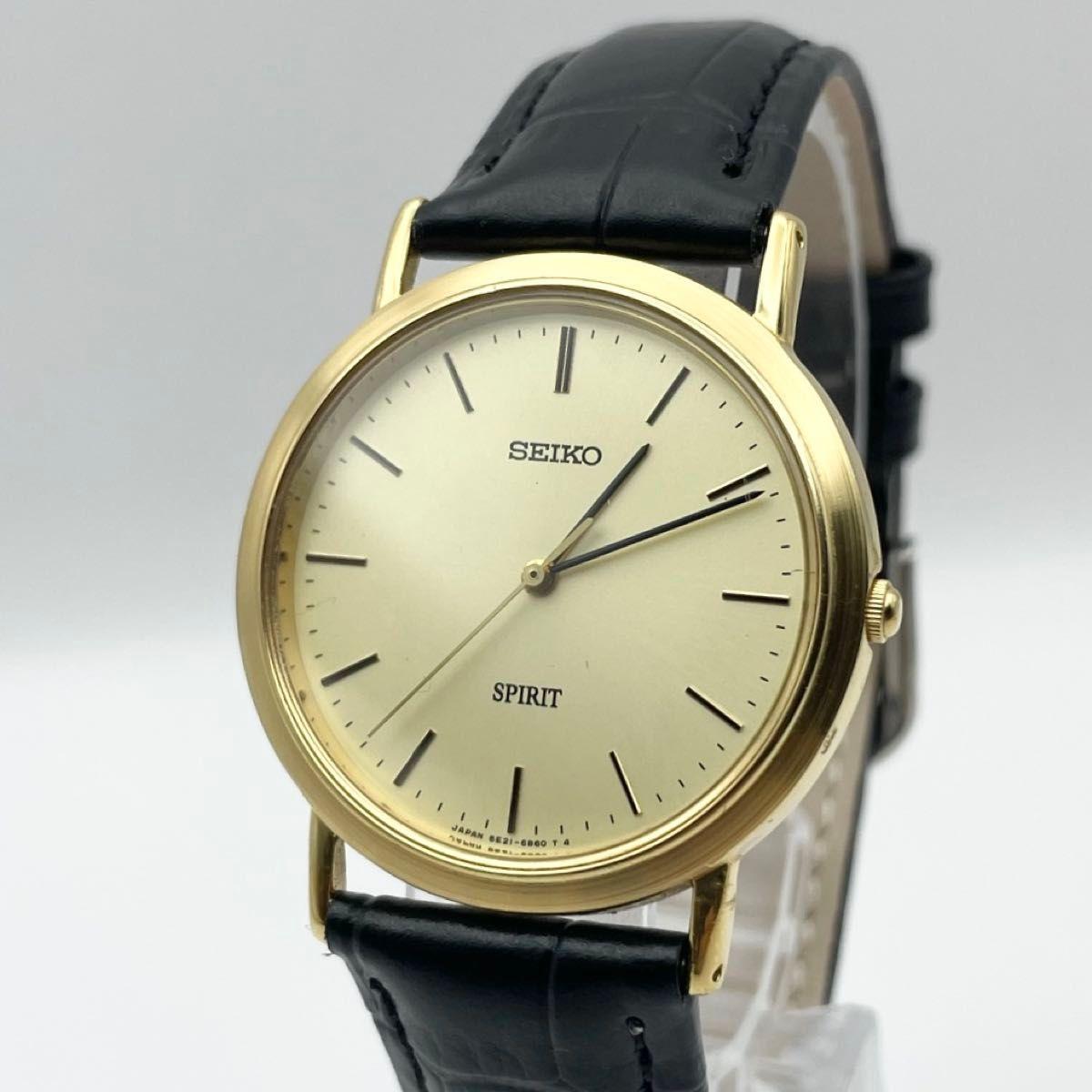SEIKO Spirit Винтажные Золотые Мужские Часы Тонкие Рабочие