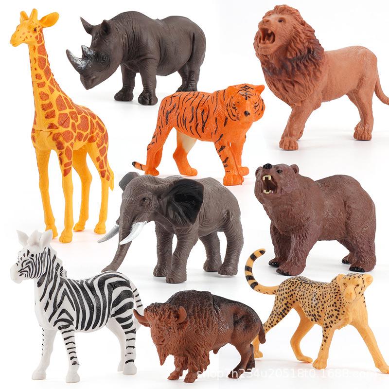 12-Piece Wild Animal Figurine Set: Hippo, Lion, Zebra, Rhino - Educational Models for Kids